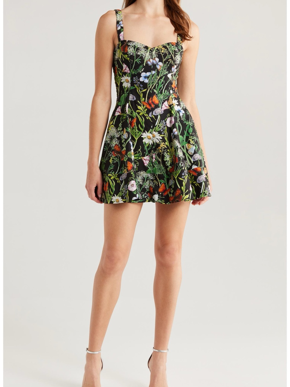 Avec Les Filles Botanical Butterfly Fit & Flare Mini Dress Medium